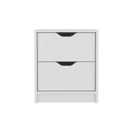 Tuhome Basilea 2 Drawers Nightstand, Pull Out System, White MLB8970